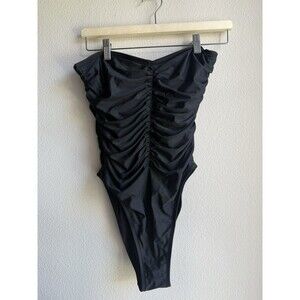 Black Strapless One Piece Swimsuit Italian Highcut Slimming Euro Summer